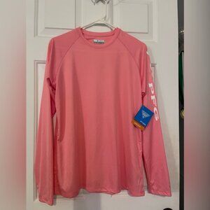 women’s large pink columbia PFG long sleeve shirt